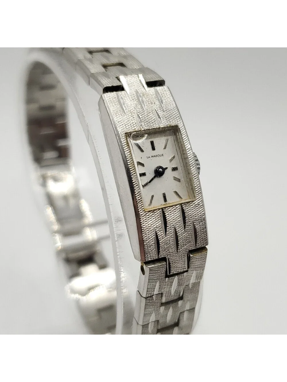 Vintage La Marque Mechanical Small Rectangle Dial Womens Watch 11mm Running 6.75